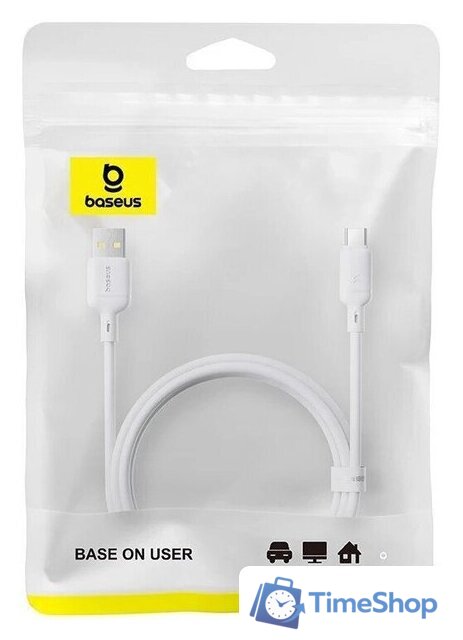 Кабель Baseus Silky Fast Charging Data Cable USB Type-A - USB Type-C 3A (1 м, белый) - Изображение №2 — Интернет-магазин Time-Shop