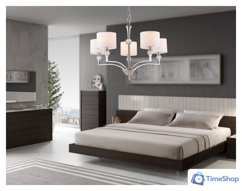 Подвесная люстра Ambrella light LH71121/5 SN/WH (никель/белый) - Изображение №7 — Интернет-магазин Time-Shop