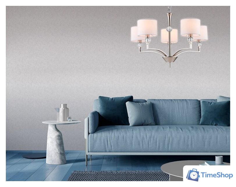 Подвесная люстра Ambrella light LH71121/5 SN/WH (никель/белый) - Изображение №8 — Интернет-магазин Time-Shop