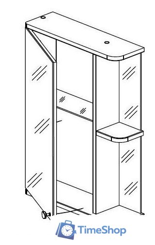  СанитаМебель Шкаф с зеркалом Камелия-09.45 (левый, белый) - Изображение №2 — Интернет-магазин Time-Shop
