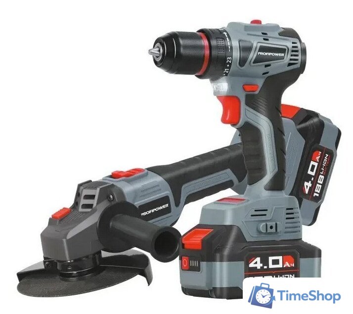  Profipower E0220 (шуруповерт, болгарка, 2 АКБ, кейс) - Изображение №1 — Интернет-магазин Time-Shop