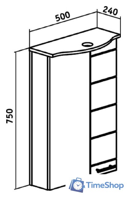  Runo Шкаф с зеркалом для ванной Кипарис 50 правый - Изображение №4 — Интернет-магазин Time-Shop