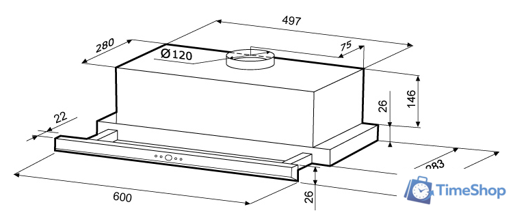 Кухонная вытяжка Krona Kamilla slim 600 black/inox (2 мотора) - Изображение №2 — Интернет-магазин Time-Shop