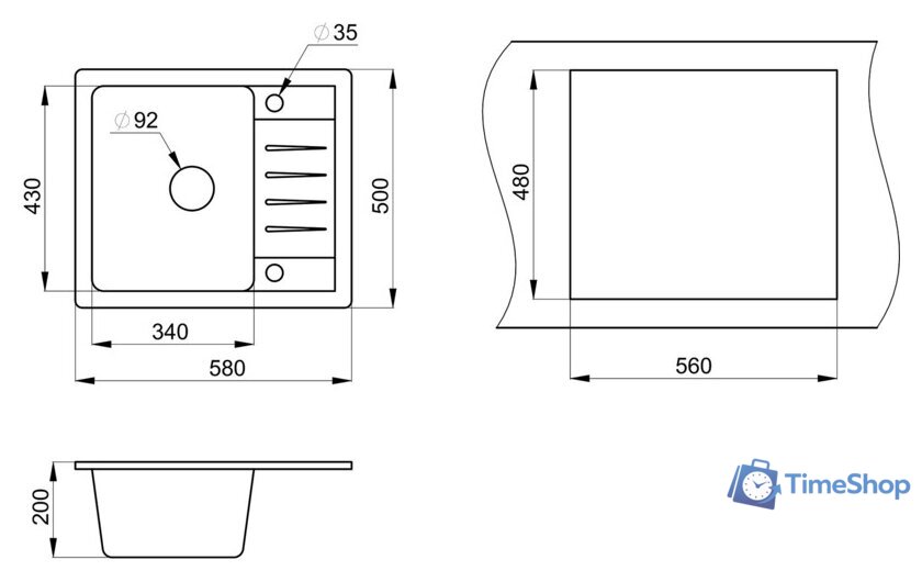 Кухонная мойка Granula ST-5803 (черный) - Изображение №3 — Интернет-магазин Time-Shop