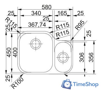 Кухонная мойка Franke Armonia AMX 110-16 122.0021.448 (стальной) - Изображение №2 — Интернет-магазин Time-Shop