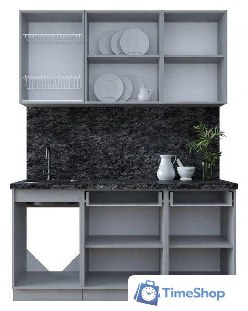 Готовая кухня Интерлиния Тренд 1.6А (луна/луна/бискайская сосна) - Изображение №2 — Интернет-магазин Time-Shop