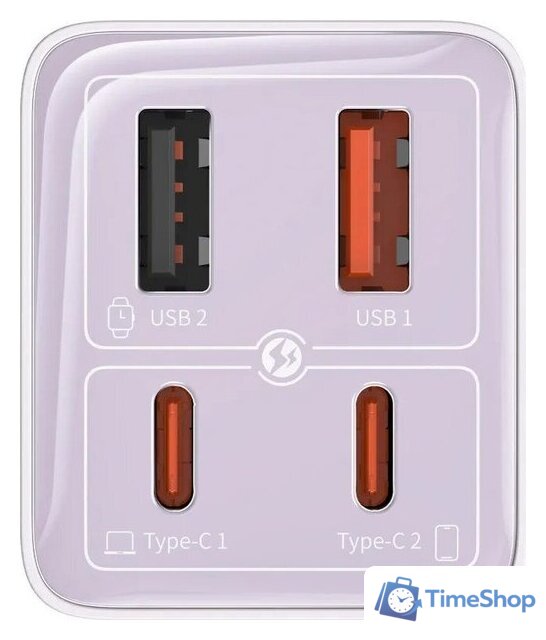 Сетевое зарядное Baseus GaN6 Pro Fast Charger 2C+2U 65W P10162701533-00 (фиолетовый) - Изображение №2 — Интернет-магазин Time-Shop