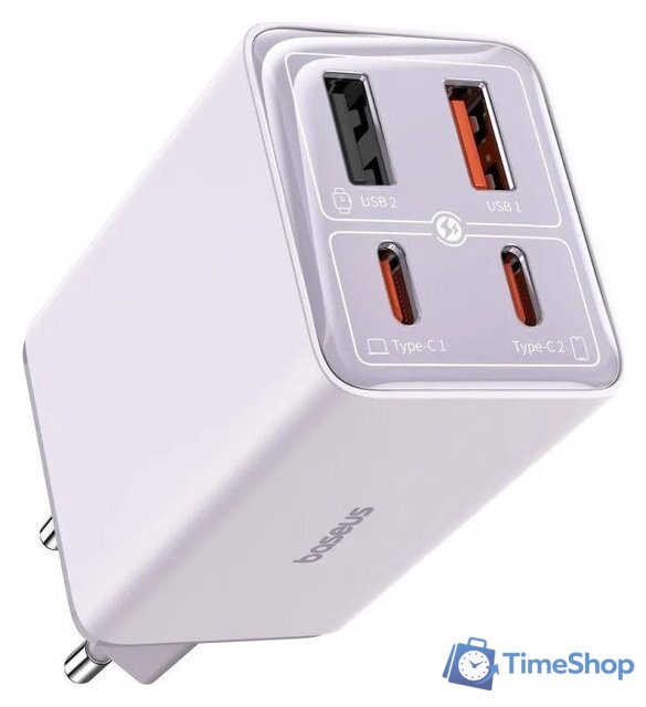 Сетевое зарядное Baseus GaN6 Pro Fast Charger 2C+2U 65W P10162701533-00 (фиолетовый) - Изображение №1 — Интернет-магазин Time-Shop