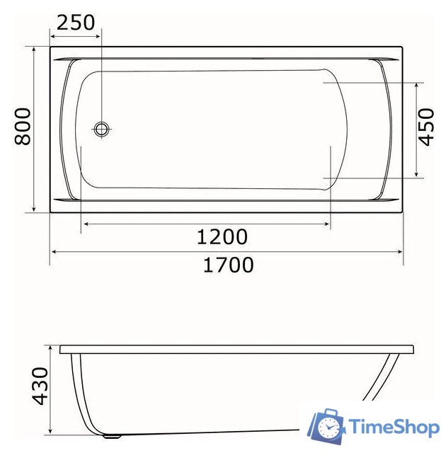 Ванна 1Марка Modern 170x80 - Изображение №4 — Интернет-магазин Time-Shop