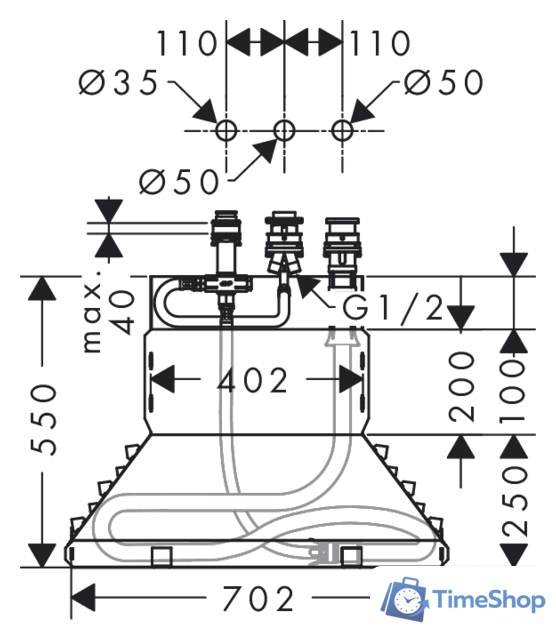 Скрытый механизм Hansgrohe 13437180 - Изображение №2 — Интернет-магазин Time-Shop