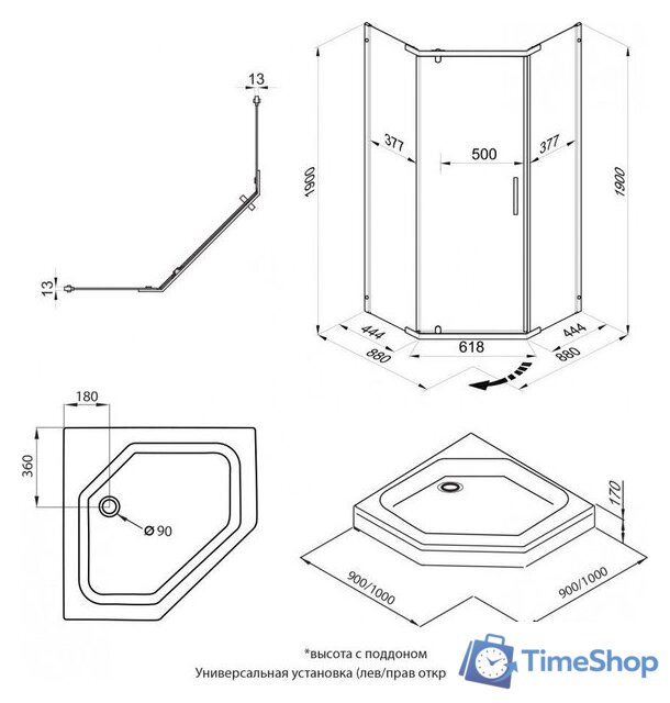 Душевой уголок Triton Дека-Блэк 90x90 (черный, без поддона) - Изображение №11 — Интернет-магазин Time-Shop