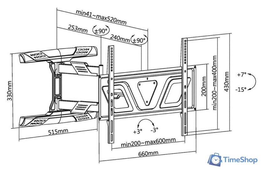Кронштейн для телевизора Ultramounts UM910 (черный) - Изображение №11 — Интернет-магазин Time-Shop
