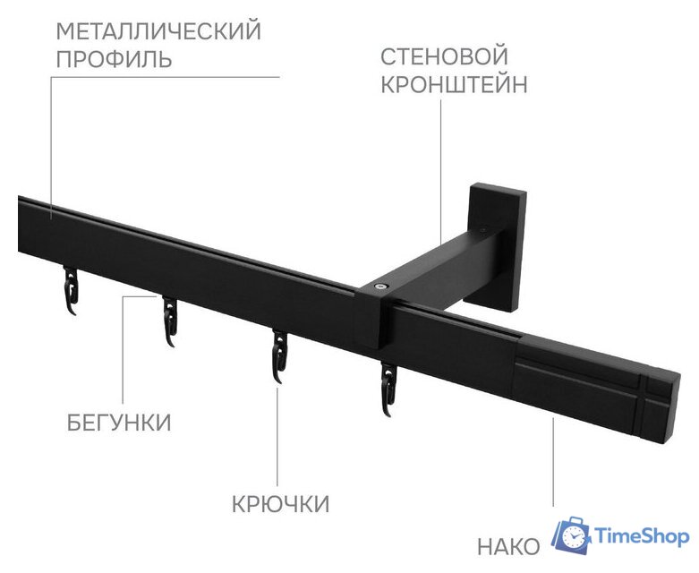 Карниз для штор Эскар Хай Тек Кросс 1-рядный 4114300 3 м - Изображение №8 — Интернет-магазин Time-Shop