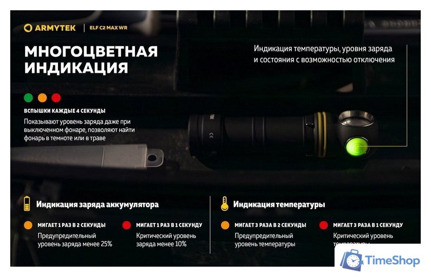 Фонарь Armytek Elf C2 Max WR USB-C (белый) - Изображение №24 — Интернет-магазин Time-Shop