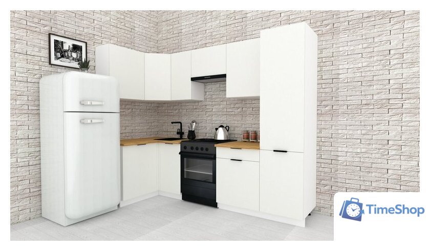 Готовая кухня ВерсоМебель Эко-2 1.2x2.7 левая (белый фасадный/ст.золотистый дуб) - Изображение №2 — Интернет-магазин Time-Shop