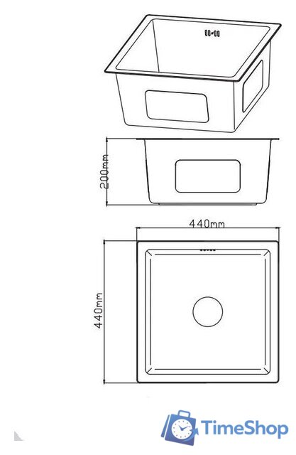 Кухонная мойка Diadonna DS4444B - Изображение №2 — Интернет-магазин Time-Shop