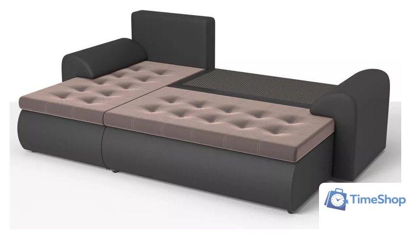 Угловой диван Stolline Ванкувер 08 левый (экокожа черная/велюр коричневый) - Изображение №4 — Интернет-магазин Time-Shop