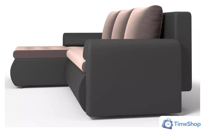 Угловой диван Stolline Ванкувер 08 левый (экокожа черная/велюр коричневый) - Изображение №3 — Интернет-магазин Time-Shop