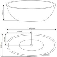 Ванна Grossman GR-1701 170x80 (с каркасом и сифоном) - Превью изображения №2 — Интернет-магазин Time-Shop