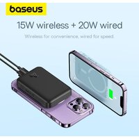 Внешний аккумулятор Baseus Magnetic Mini Air Wireless Fast Charge Power Bank 20W 10000mAh (черный) - Превью изображения №13 — Интернет-магазин Time-Shop