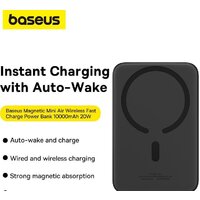 Внешний аккумулятор Baseus Magnetic Mini Air Wireless Fast Charge Power Bank 20W 10000mAh (черный) - Превью изображения №10 — Интернет-магазин Time-Shop