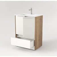  Дабер Тумба под умывальник 017 60 Т17.6.0.21Б (дуб галифакс/белый/ручка белая) - Превью изображения №3 — Интернет-магазин Time-Shop