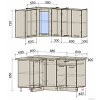 Готовая кухня Интерлиния Мила 12x15 (белый платинум/бетон портленд/белый гранит) - Превью изображения №4 — Интернет-магазин Time-Shop