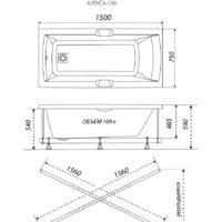 Ванна Triton Алекса 150x75 (с ножками) - Превью изображения №5 — Интернет-магазин Time-Shop