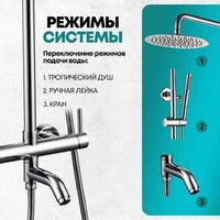 Душевая система  Grocenberg GB7099 (хром) - Превью изображения №7 — Интернет-магазин Time-Shop