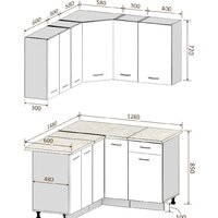 Готовая кухня Кортекс-мебель Корнелия Лира 1.5x1.3 (дуб сонома/марсель) - Превью изображения №3 — Интернет-магазин Time-Shop