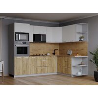 Готовая кухня Интерлиния Мила Лайт 1.68x2.4 правая (белый платинум/дуб золотой/дуб бунратти) - Превью изображения №5 — Интернет-магазин Time-Shop