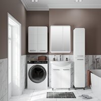  Runo Шкаф-пенал для ванной Эрика 30 (напольный, белый) - Превью изображения №4 — Интернет-магазин Time-Shop