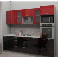 Готовая кухня Интерлиния Мила Gloss 2.8 (красный-черный) - Превью изображения №4 — Интернет-магазин Time-Shop