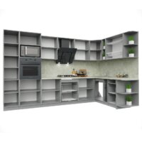 Готовая кухня Интерлиния Мила Пластик 1.88x3.4 правая (черный/белый глянец/опал светлый) - Превью изображения №2 — Интернет-магазин Time-Shop