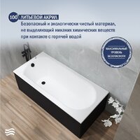 Ванна Lauter Haven 150 21202005 (с ножками, черным подголов, черным лиц. и торц. экранами) - Превью изображения №4 — Интернет-магазин Time-Shop