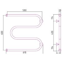 Полотенцесушитель Сунержа М-образный+ 600х600 00-4007-6060 - Превью изображения №3 — Интернет-магазин Time-Shop