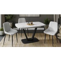 Кухонный стол Трия Сингапур Тип 1 (черный муар/стекло белый мрамор) - Превью изображения №3 — Интернет-магазин Time-Shop