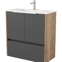 Дабер Тумба под умывальник 017 WeltWasser Deilbach 7517-80 Т17.8W.0.22Б (дуб галифакс/серый/ручка белая)