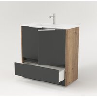  Дабер Тумба под умывальник 017 60 Т17.6.0.22Б (дуб галифакс/серый/ручка белая) - Превью изображения №3 — Интернет-магазин Time-Shop