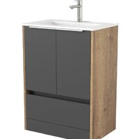  Дабер Тумба под умывальник 017 60 Т17.6.0.22Б (дуб галифакс/серый/ручка белая) - Превью изображения №1 — Интернет-магазин Time-Shop