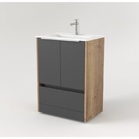  Дабер Тумба под умывальник 017 60 Т17.6.0.22Б (дуб галифакс/серый/ручка белая) - Превью изображения №2 — Интернет-магазин Time-Shop