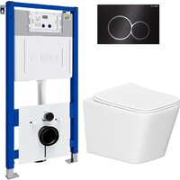 Унитаз подвесной Lauter Square 214903 с кнопкой 219704E (круглая, черный) - Превью изображения №2 — Интернет-магазин Time-Shop