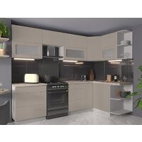 Готовая кухня Интерлиния Мила Матте 1.5x2.7 Б правая (луна-луна-травертин серый) - Превью изображения №3 — Интернет-магазин Time-Shop