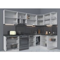 Готовая кухня Интерлиния Мила Матте 1.5x2.7 Б правая (луна-луна-травертин серый) - Превью изображения №2 — Интернет-магазин Time-Shop