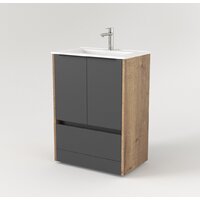  Дабер Тумба под умывальник 017 60 Т17.6.0.22Ч (дуб галифакс/серый/ручка черная) - Превью изображения №2 — Интернет-магазин Time-Shop