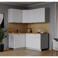 Готовая кухня Интерлиния Мила Лайт 1.2x1.6 (белый платинум/белый платинум/дуб бунратти) - Превью изображения №2 — Интернет-магазин Time-Shop