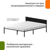 Кровать Домаклево Лофт Компакт 180x190 (черный/черный велюровый чехол) - Превью изображения №3 — Интернет-магазин Time-Shop