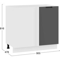 Шкаф навесной Трия Гренада 1Н9У угловой с одной дверью (белый/холст вулкан) - Превью изображения №3 — Интернет-магазин Time-Shop