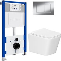 Унитаз подвесной Lauter Square 214903 с кнопкой 219701J (прямоугольная, хром) - Превью изображения №2 — Интернет-магазин Time-Shop