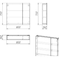  Grossman Шкаф с зеркалом Талис 80 L 208009 - Превью изображения №3 — Интернет-магазин Time-Shop